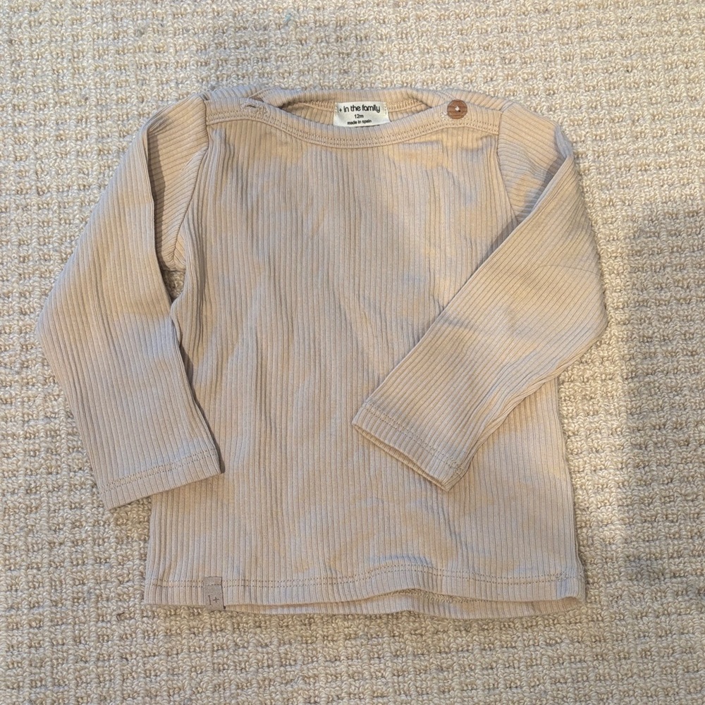 1+ In The Family Tan Kids Long Sleeve Shirt